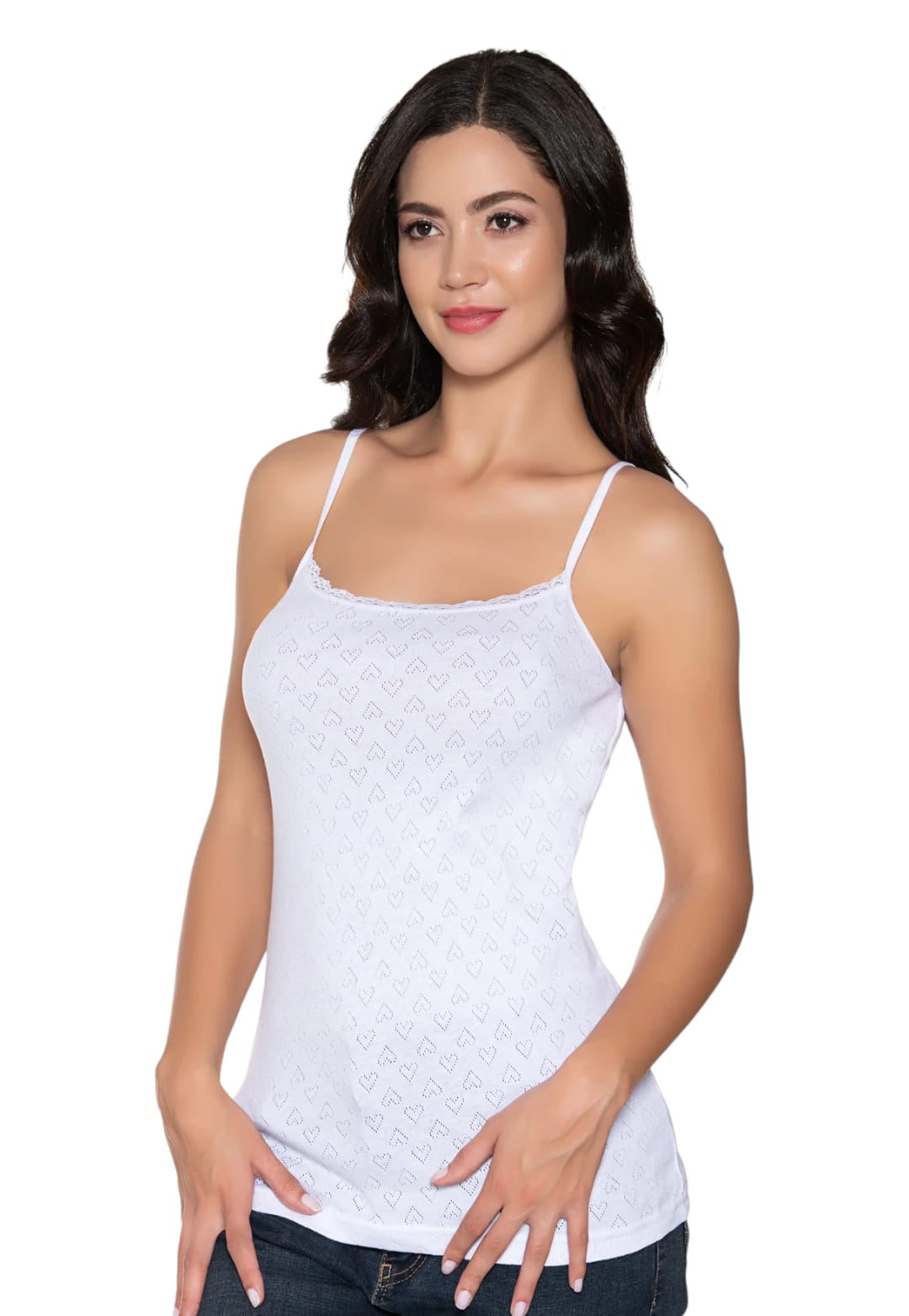 Gümüş 3080 Kadın Jakarlı İp Askı Atlet Beyaz