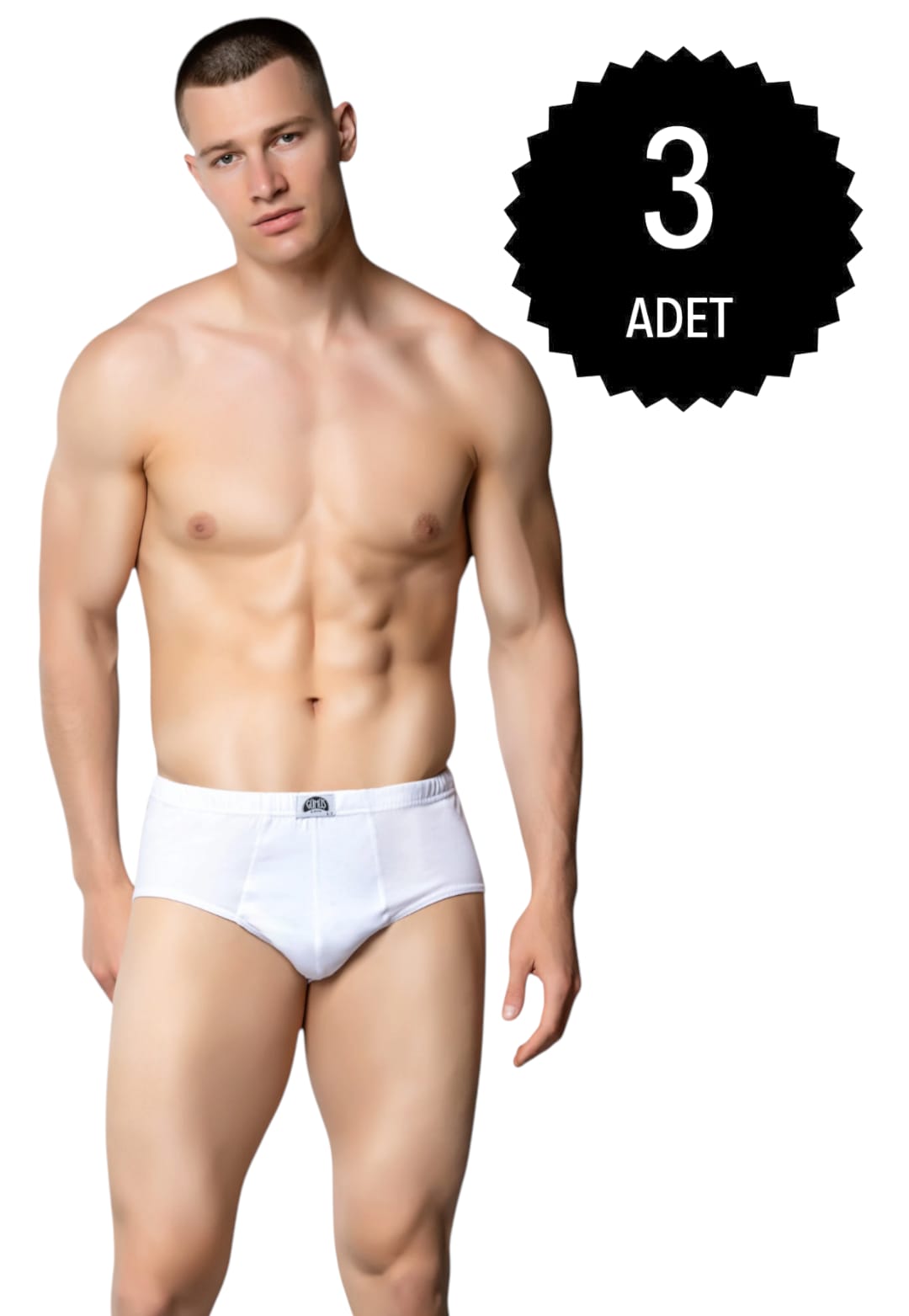 Gümüş 3006 Erkek Penye Kom Slip Külot Beyaz 3 lü Paket