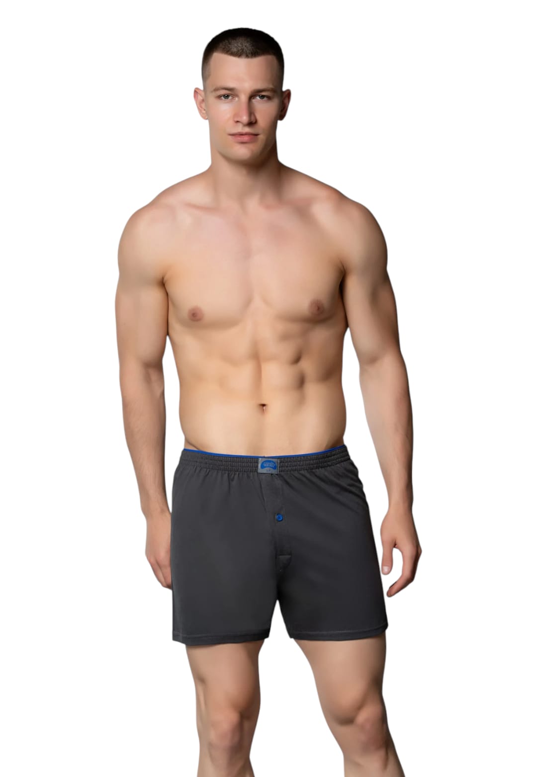 Gümüş 4020 Erkek Penye Havlu Bel Düz Boxer Füme