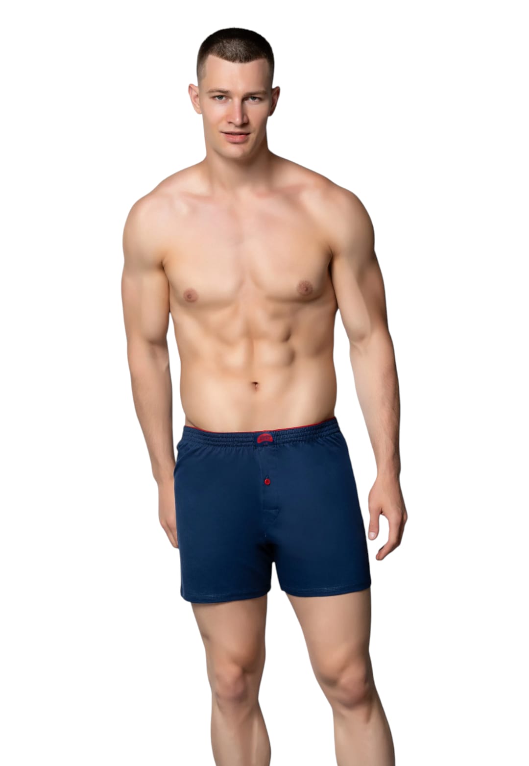 Gümüş 4020 Erkek Penye Havlu Bel Düz Boxer Lacivert