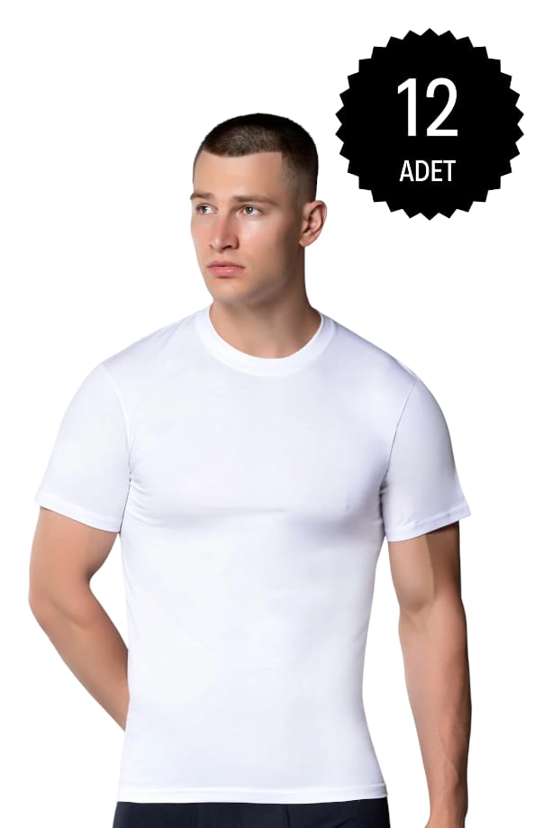 Gümüş 3005 Erkek Sıfır Yaka Atlet Beyaz 12 li Paket