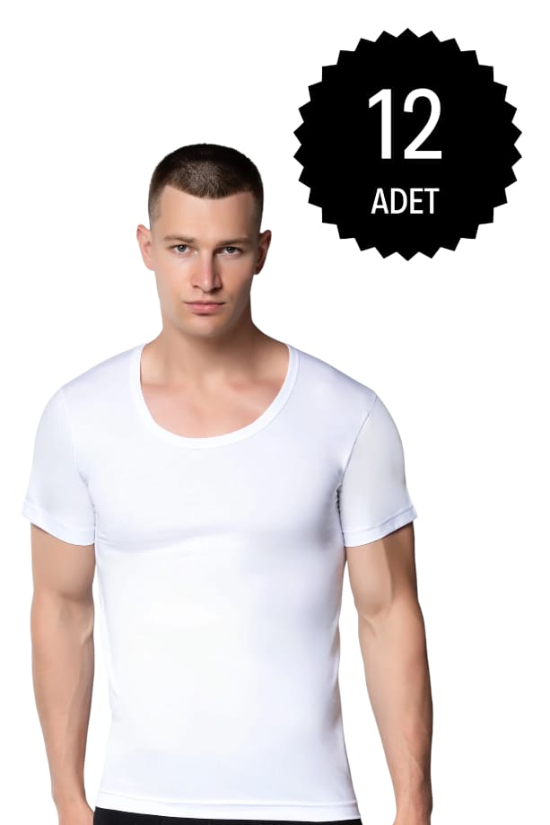 Gümüş 3003 Erkek Penye Bisiklet Yaka Atlet 12 li Paket