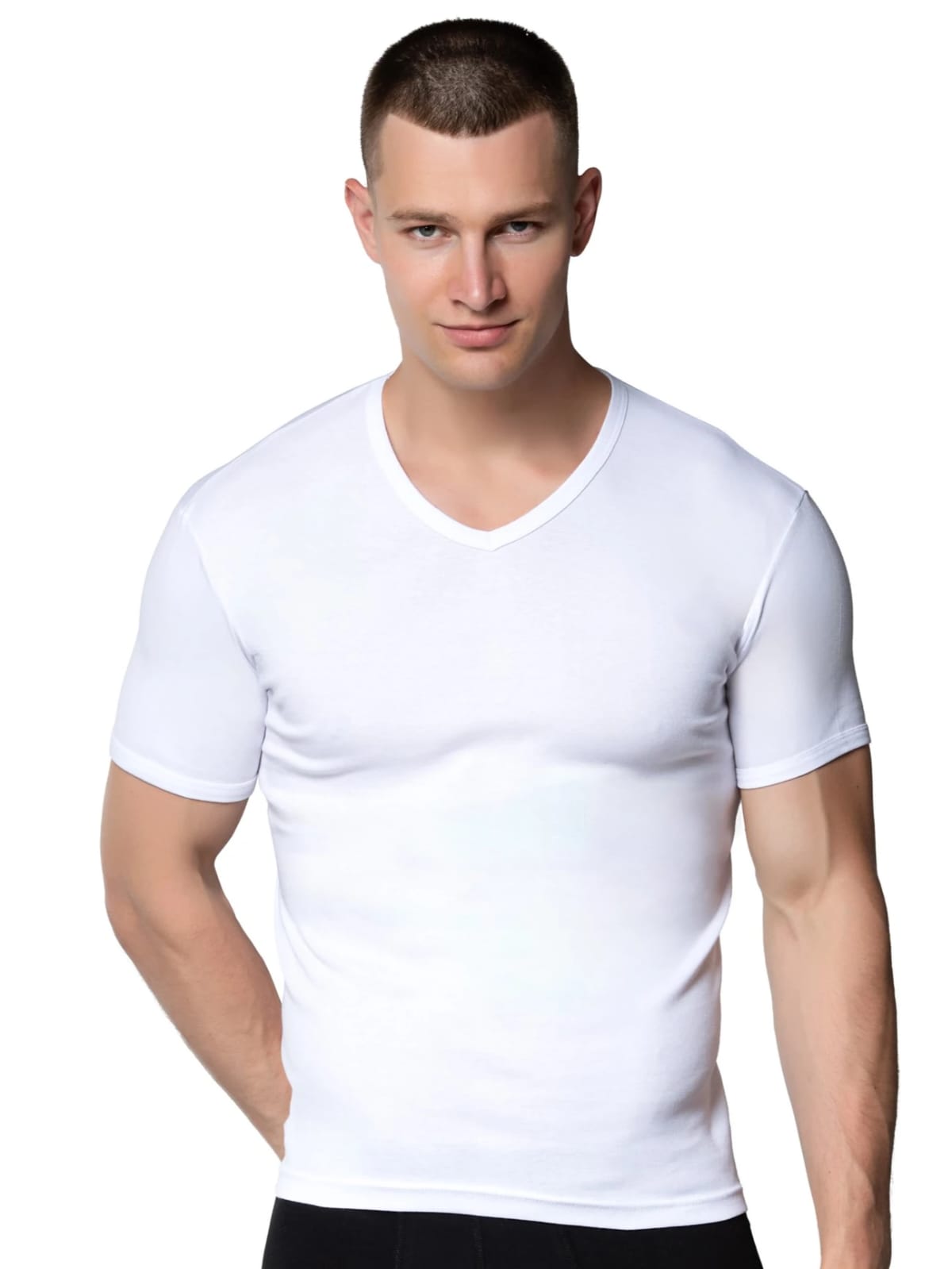 Gümüş 4051 Erkek V Yaka Spor Kollu Fanila Beyaz