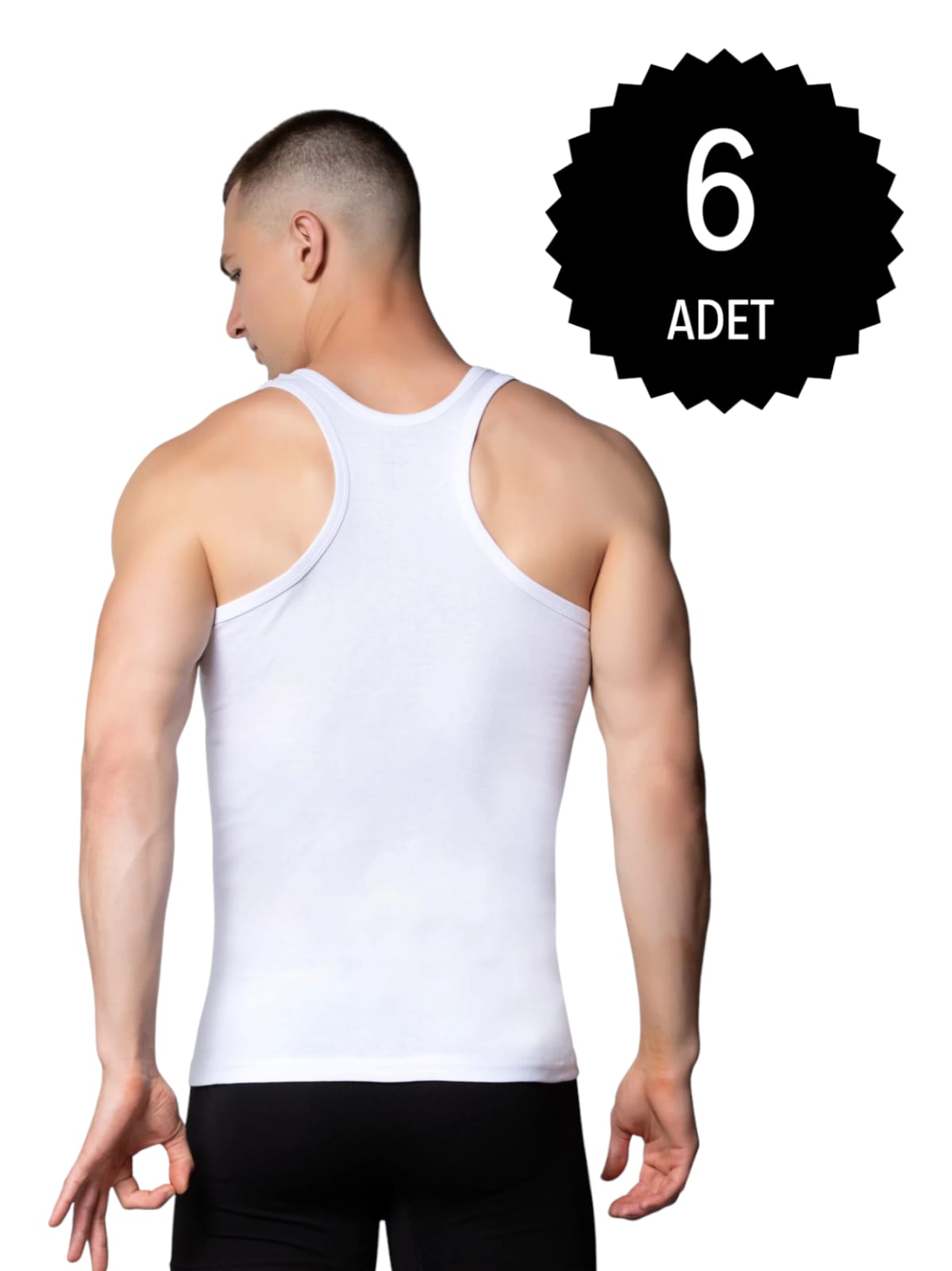 Gümüş 4019 Ribana (likralı) Erkek Arkası Çapraz Atlet Beyaz 3 lü Paket