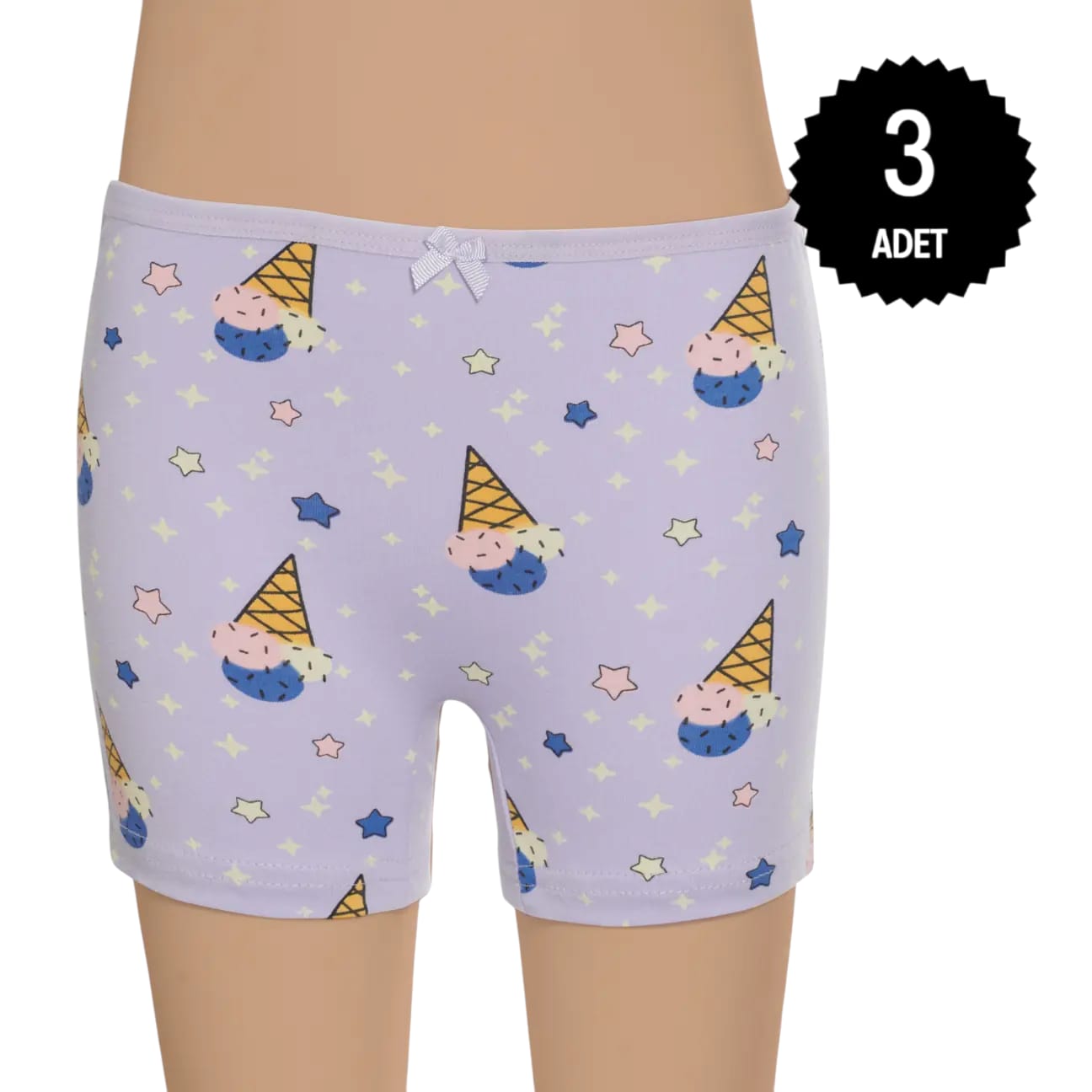 Gümüş 3072 Kız Çocuk Likralı Empirme Boxer Karışık 3 lü Paket